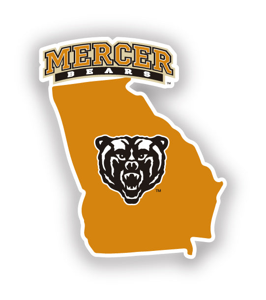 Mercer University 4-Inch State Shape NCAA Vinyl Decal Sticker for Fans, Students, and Alumni