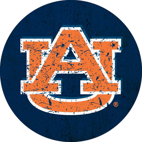Auburn Tigers Round 4-Inch Distressed Wood Grain NCAA Vinyl Decal Sticker for Fans, Students, and Alumni