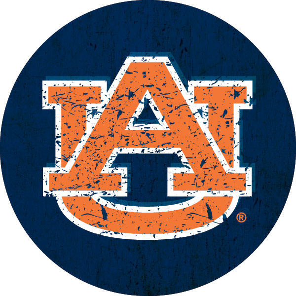 Auburn Tigers Round 4-Inch Distressed Wood Grain NCAA Vinyl Decal Sticker for Fans, Students, and Alumni