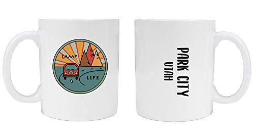 Park City Utah Souvenir Camp Life 8 oz Coffee Mug 2-Pack