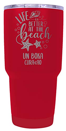 Un Boka Curaçao Souvenir Laser Engraved 24 Oz Insulated Stainless Steel Tumbler Red
