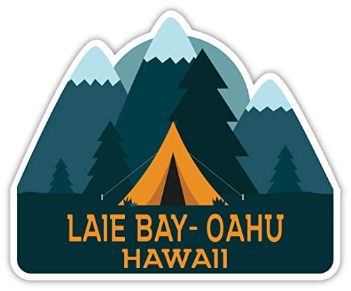 Laie Bay- Oahu Hawaii Souvenir 4 Inch Vinyl Decal Sticker Camping Tent Design