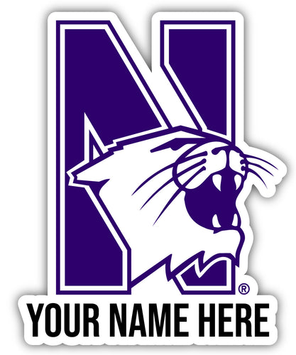 Northwestern University Wildcats 9x14-Inch Mascot Logo NCAA Custom Name Vinyl Sticker - Personalize with Name