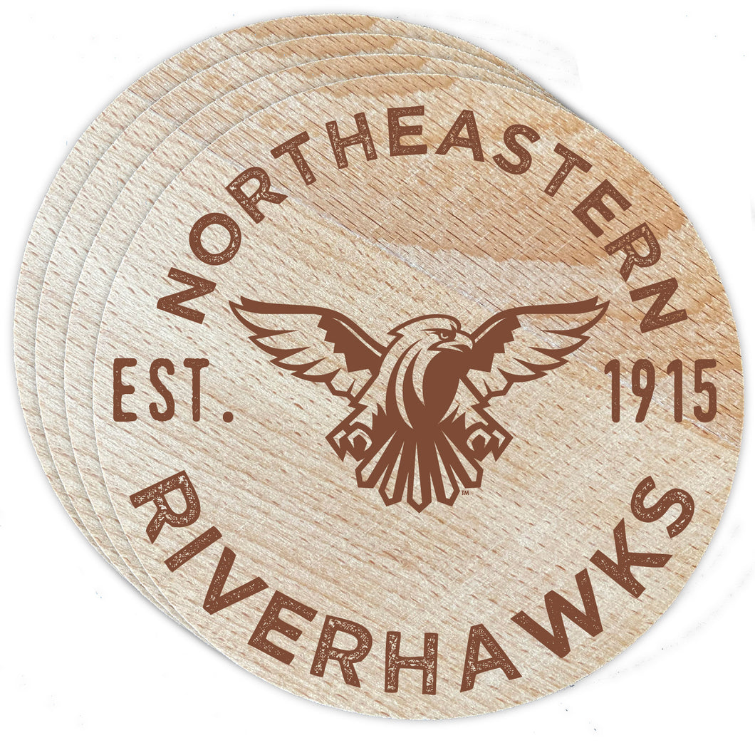 Northeastern State University Riverhawks Officially Licensed Wood Coasters (4-Pack) - Laser Engraved, Never Fade Design