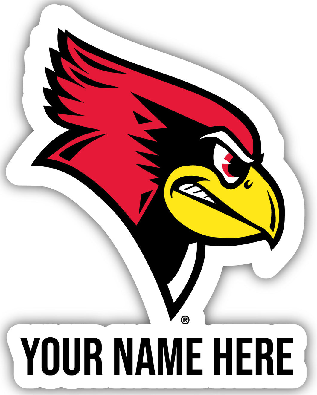 Illinois State Redbirds 9x14-Inch Mascot Logo NCAA Custom Name Vinyl Sticker - Personalize with Name