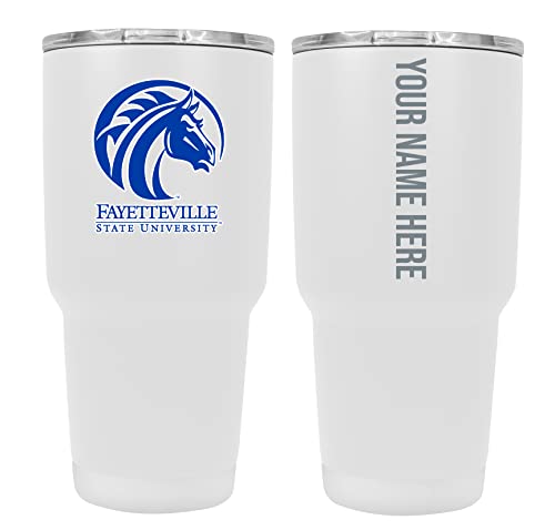 Custom Fayetteville State University White Insulated Tumbler - 24oz Engraved Stainless Steel Travel Mug
