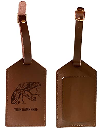 Florida A&M Rattlers Premium Leather Luggage Tag - Laser-Engraved Custom Name Option