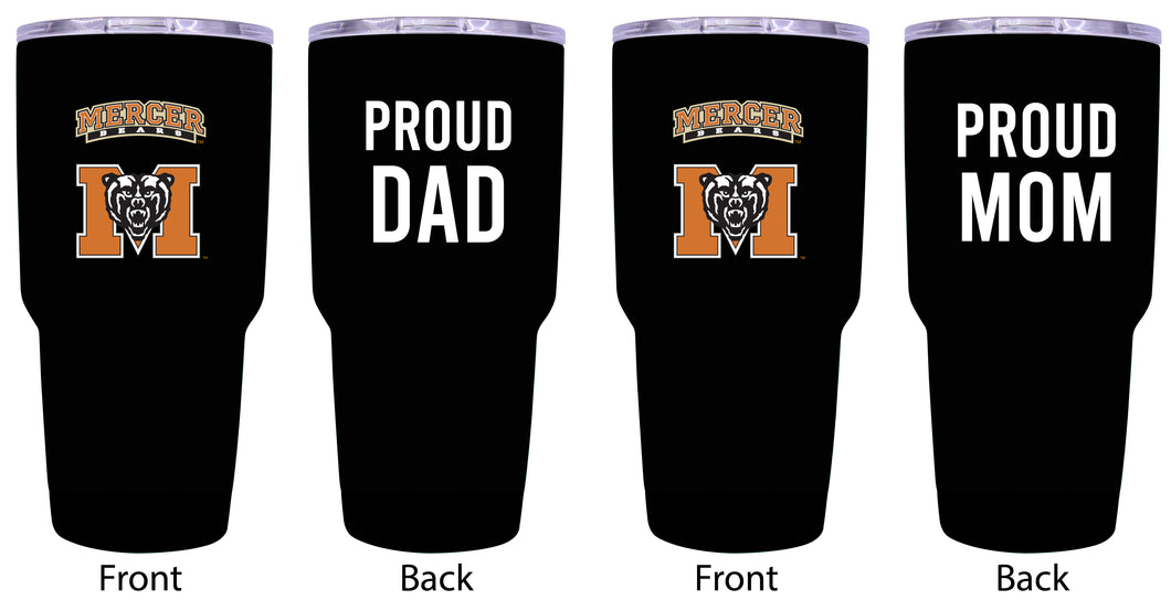 Mercer University Proud Parent 24 oz Insulated Tumblers Set - Black, Mom & Dad Edition