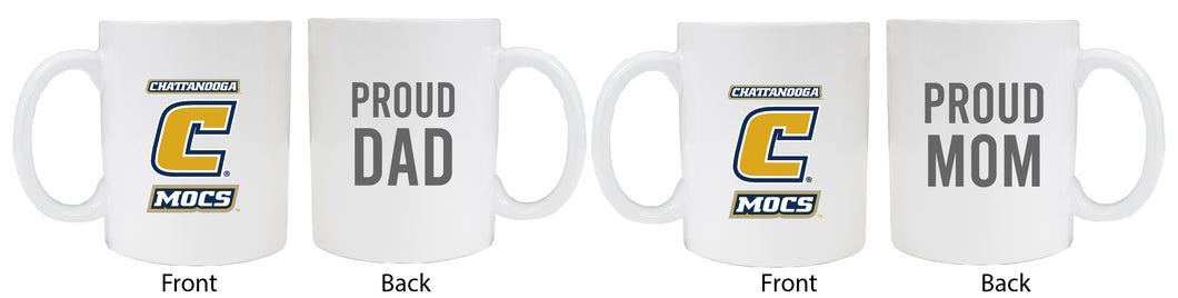 University of Tennessee at Chattanooga Proud Mom And Dad White Ceramic Coffee Mug 2 pack (White)