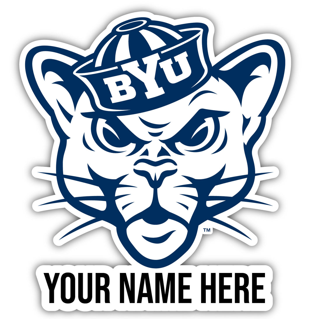 Brigham Young Cougars 9x14-Inch Mascot Logo NCAA Custom Name Vinyl Sticker - Personalize with Name