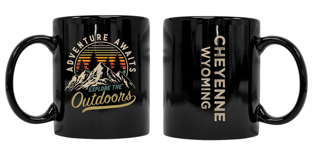 Cheyenne Wyoming Souvenir Adventure Awaits 8 oz Coffee Mug 2-Pack
