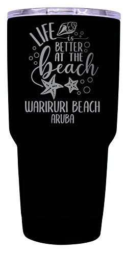 Wariruri Beach Aruba Souvenir Laser Engraved 24 Oz Insulated Stainless Steel Tumbler Black