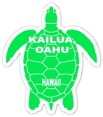 Kailua, Oahu Hawaii 4 Inch Green Turtle Shape Decal Sticke