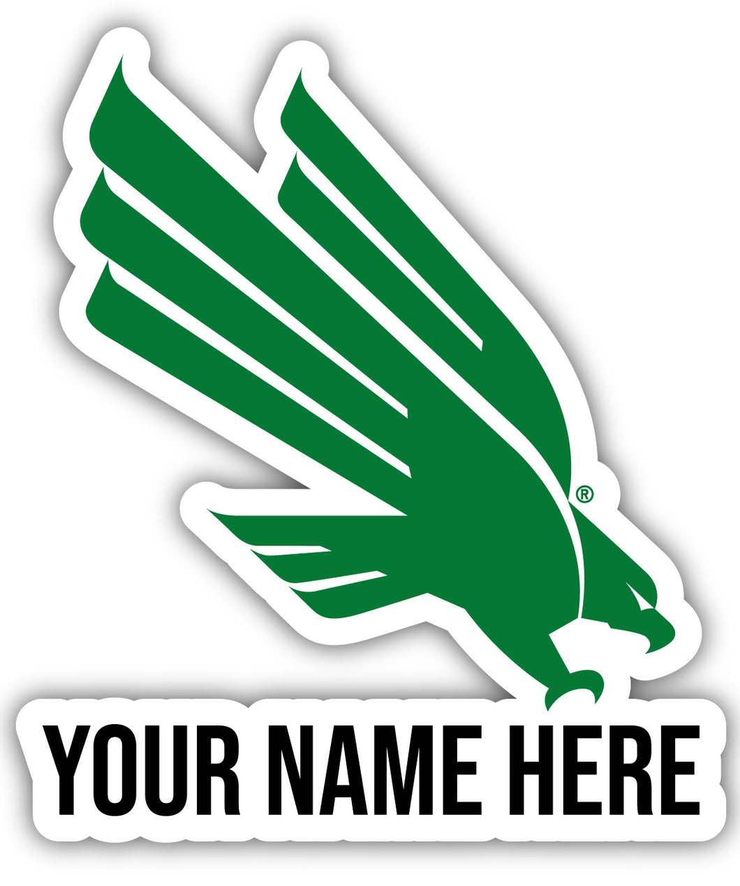 North Texas 9x14-Inch Mascot Logo NCAA Custom Name Vinyl Sticker - Personalize with Name