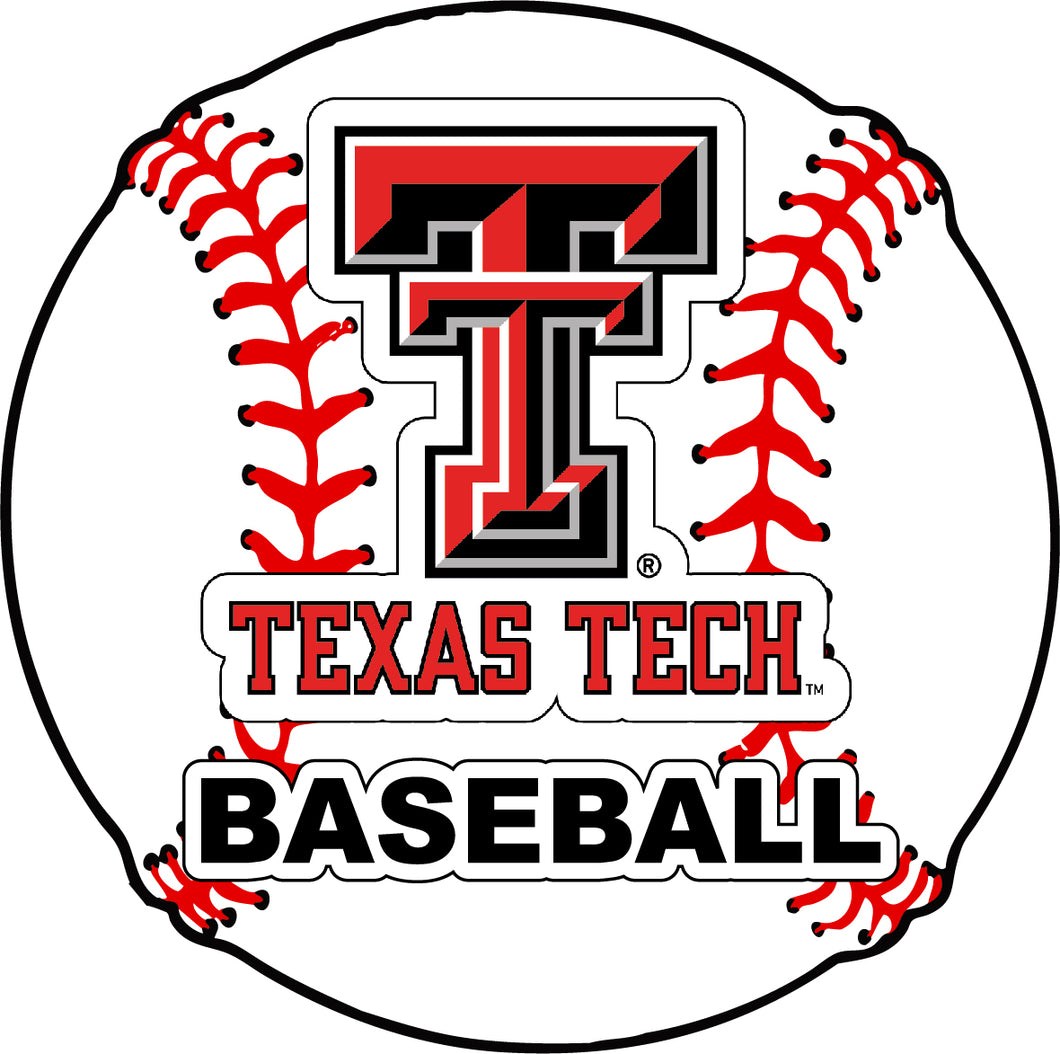Texas Tech Red Raiders 4-Inch Round Baseball NCAA Passion Vinyl Decal Sticker