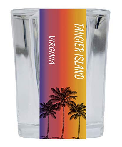 Tangier Island Virginia 2 Ounce Square Shot Glass Palm Tree Design