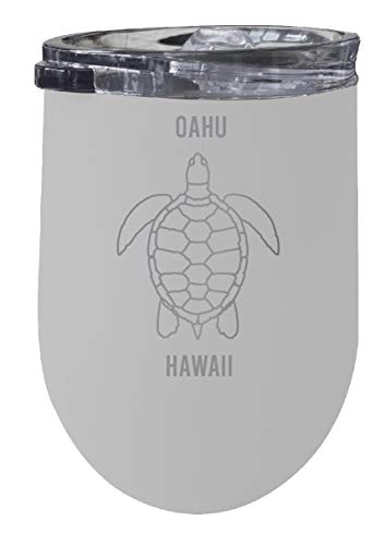 R and R Imports Oahu Hawaii 12 oz White Laser Etched Insulated Wine Stainless Steel