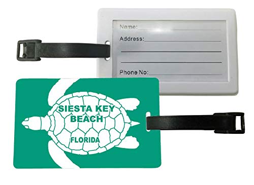 Siesta Key Beach Florida Green Turtle Design Souvenir Travel Luggage Tag 2-Pack