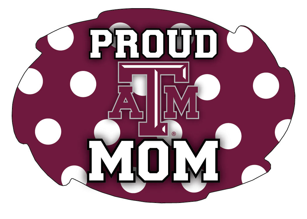 Texas A&M Aggies 5x6-Inch Swirl Shape Proud Mom NCAA - Durable School Spirit Vinyl Decal Perfect Gift for Mom