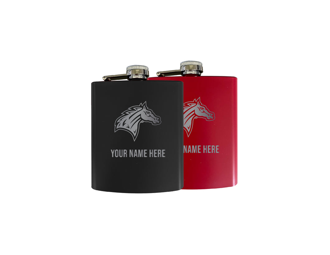 Rider University Broncs Officially Licensed Personalized Stainless Steel Flask 7 oz - Custom Text, Matte Finish, Choose Your Color