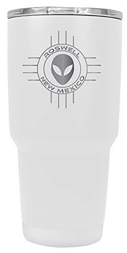 Roswell New Mexico UFO Alien I Believe Souvenir Laser Engraved 24 Oz Insulated Stainless Steel Tumbler White