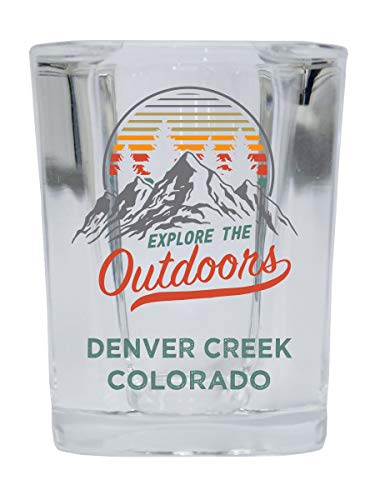 Denver Creek Colorado Explore the Outdoors Souvenir 2 Ounce Square Base Liquor Shot Glass