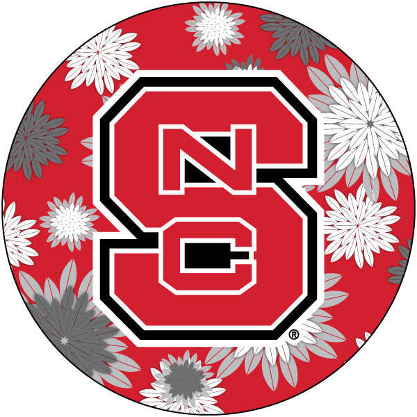 North Carolina State Wolfpack NCAA Collegiate Trendy Floral Flower Fashion Pattern 4 Inch Round Decal Sticker