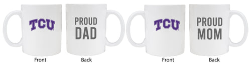 Texas Christian University Proud Mom And Dad White Ceramic Coffee Mug 2 pack (White)