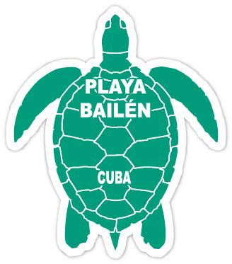 Playa Bailén Cuba 4 Inch Green Turtle Shape Decal Sticker