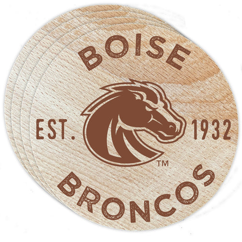Boise State Broncos Officially Licensed Wood Coasters (4-Pack) - Laser Engraved, Never Fade Design