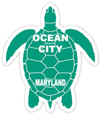 Ocean City Maryland Souvenir 4 Inch Green Turtle Shape Decal Sticke