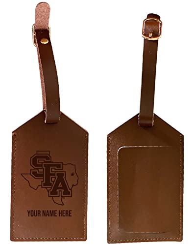 Stephen F. Austin State University Premium Leather Luggage Tag - Laser-Engraved Custom Name Option