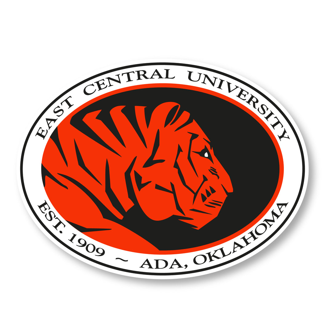 East Central University Tigers 2-Inch Mascot Logo NCAA Vinyl Decal Sticker for Fans, Students, and Alumni