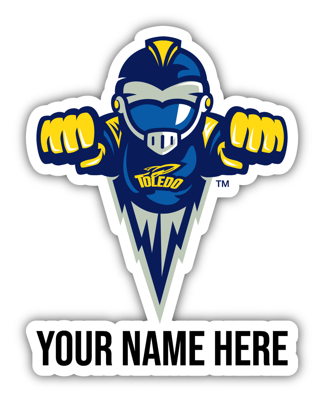 Toledo Rockets 9x14-Inch Mascot Logo NCAA Custom Name Vinyl Sticker - Personalize with Name