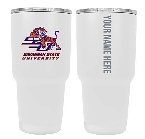 Custom Savannah State University White Insulated Tumbler - 24oz Engraved Stainless Steel Travel Mug