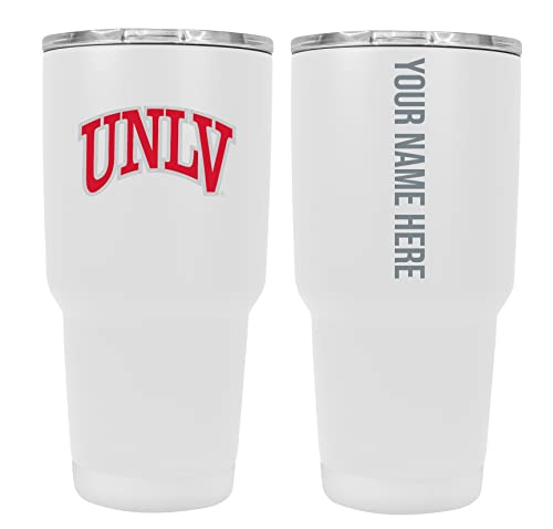 Collegiate Custom Personalized UNLV Rebels, 24 oz Insulated Stainless Steel Tumbler with Engraved Name (White)