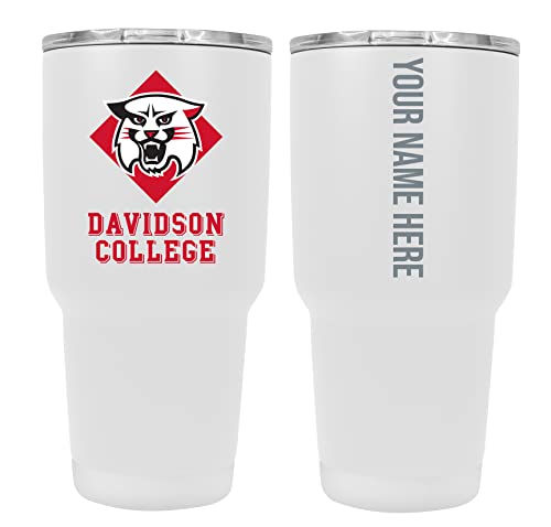 Collegiate Custom Personalized Davidson College, 24 oz Insulated Stainless Steel Tumbler with Engraved Name (White)