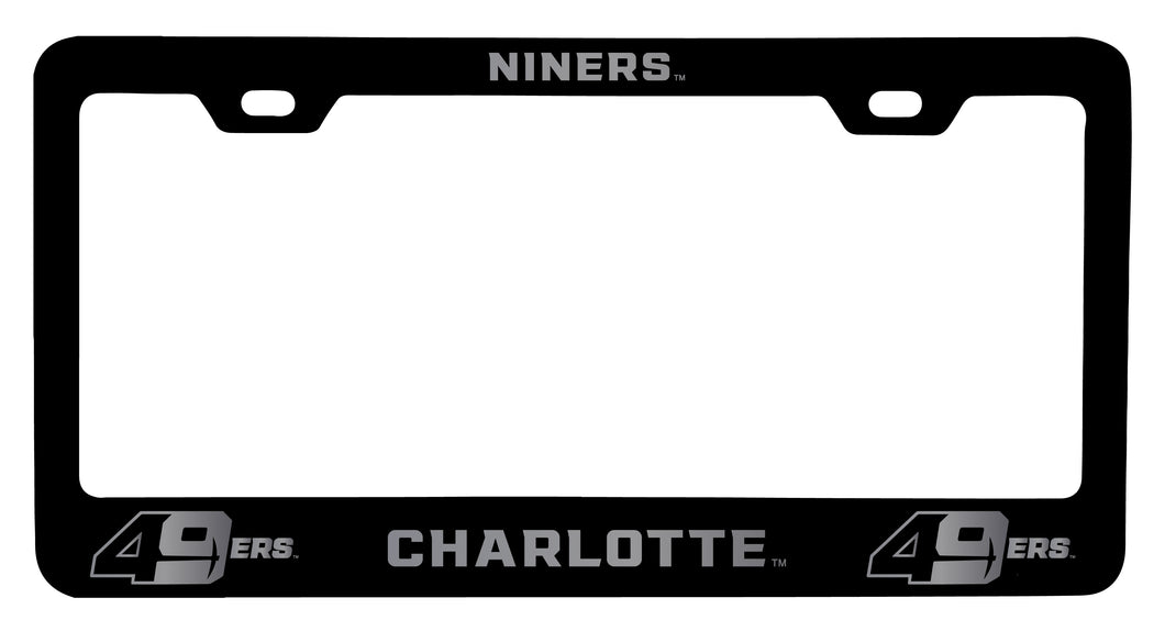 North Carolina Charlotte Forty-Niners NCAA Laser-Engraved Metal License Plate Frame - Choose Black or White Color