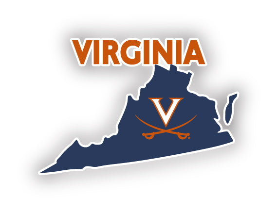 Virginia Cavaliers 4-Inch State Shape NCAA Vinyl Decal Sticker for Fans, Students, and Alumni