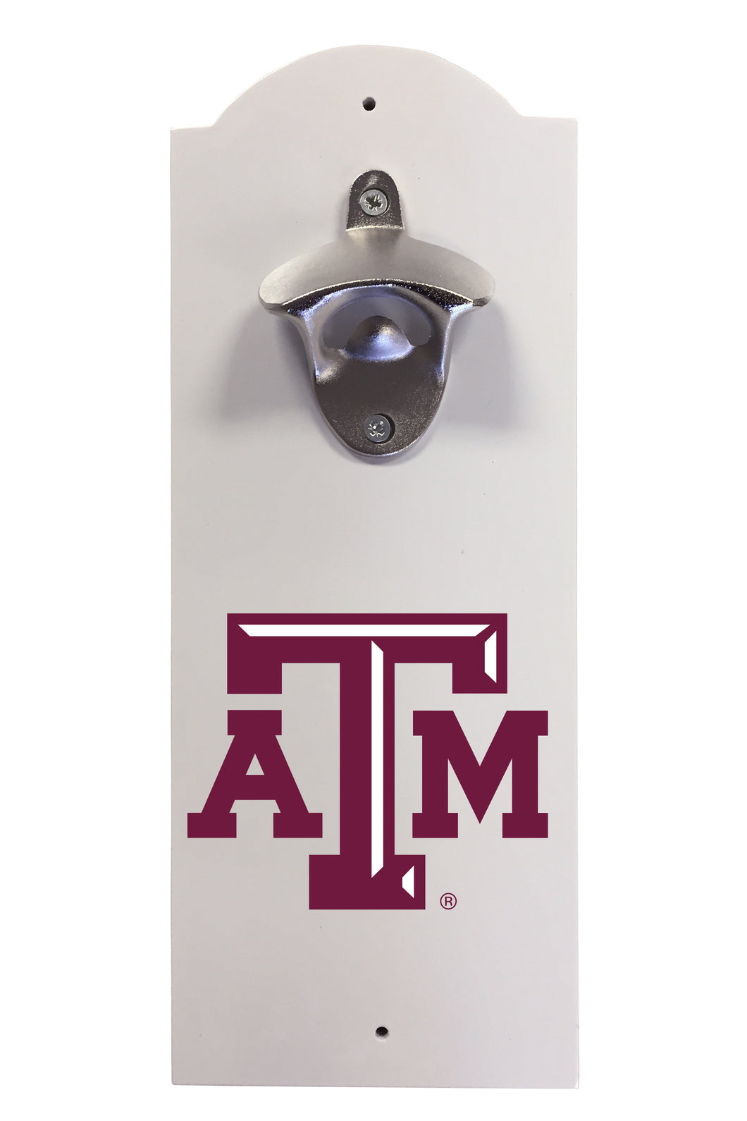 Texas A&M Aggies Wall-Mounted Bottle Opener – Sturdy Metal with Decorative Wood Base for Home Bars, Rec Rooms & Fan Caves