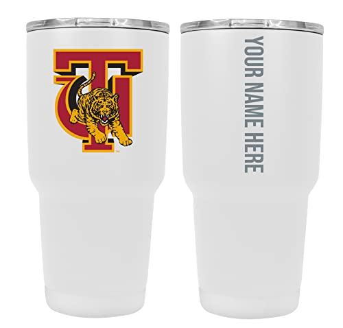Collegiate Custom Personalized Tuskegee University, 24 oz Insulated Stainless Steel Tumbler with Engraved Name (White)