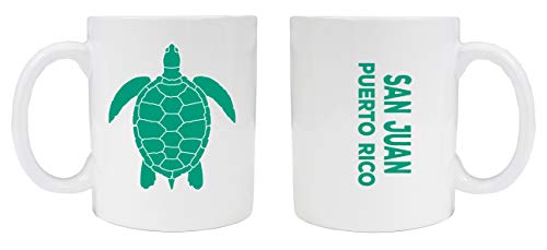 San Juan Puerto Rico Souvenir White Ceramic Coffee Mug 2 Pack Turtle Design