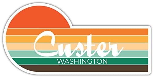 Custer Washington 4 x 2.25 Inch Fridge Magnet Retro Vintage Sunset City 70s Aesthetic Design