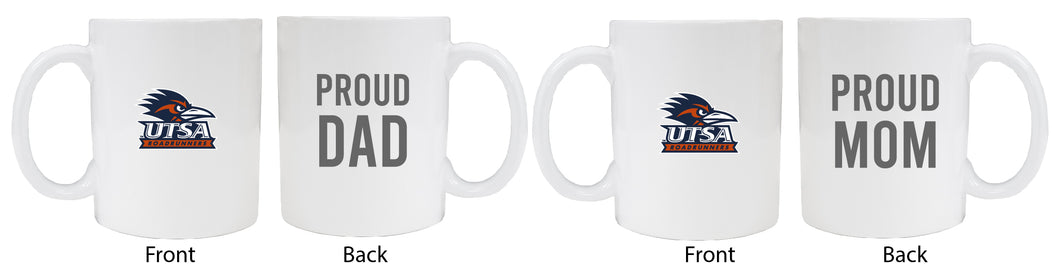 UTSA Road Runners Proud Mom And Dad White Ceramic Coffee Mug 2 pack (White)