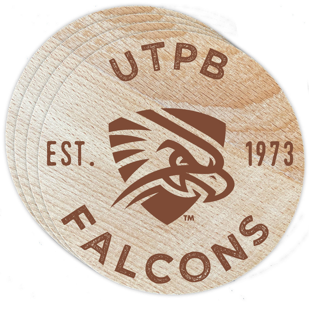 University of Texas of the Permian Basin Officially Licensed Wood Coasters (4-Pack) - Laser Engraved, Never Fade Design