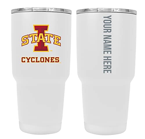 Collegiate Custom Personalized Iowa State Cyclones, 24 oz Insulated Stainless Steel Tumbler with Engraved Name (White)
