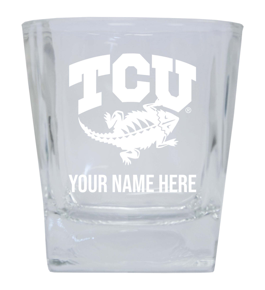 Texas Christian University 2-Pack Personalized NCAA Spirit Elegance 10oz Etched Glass Tumbler