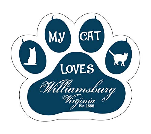 Williamsburg Virginia Historic Town Souvenir Cat Lover Paw Magnet