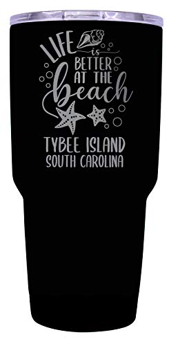 Tybee Island South Carolina Souvenir Laser Engraved 24 Oz Insulated Stainless Steel Tumbler Black