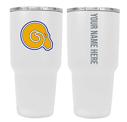 Collegiate Custom Personalized Albany State University, 24 oz Insulated Stainless Steel Tumbler with Engraved Name (White)